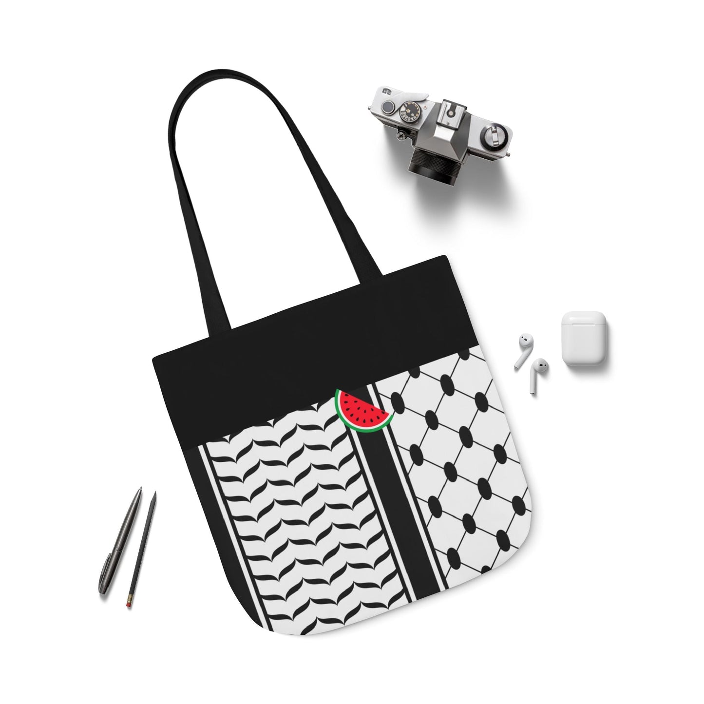 Black and White Kufieh Design Tote Bag