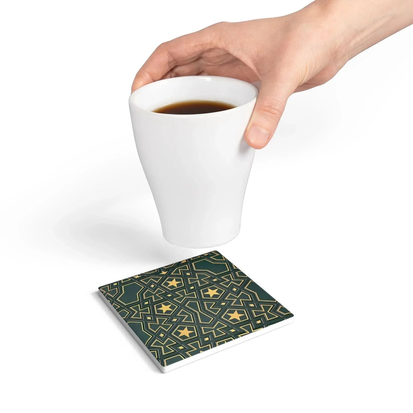 Masjid Al-Haram Pattern Ceramic Coaster, Stylish Drinkware, Home Decor, Gift for Housewarming, Coffee Table Accessory book cover