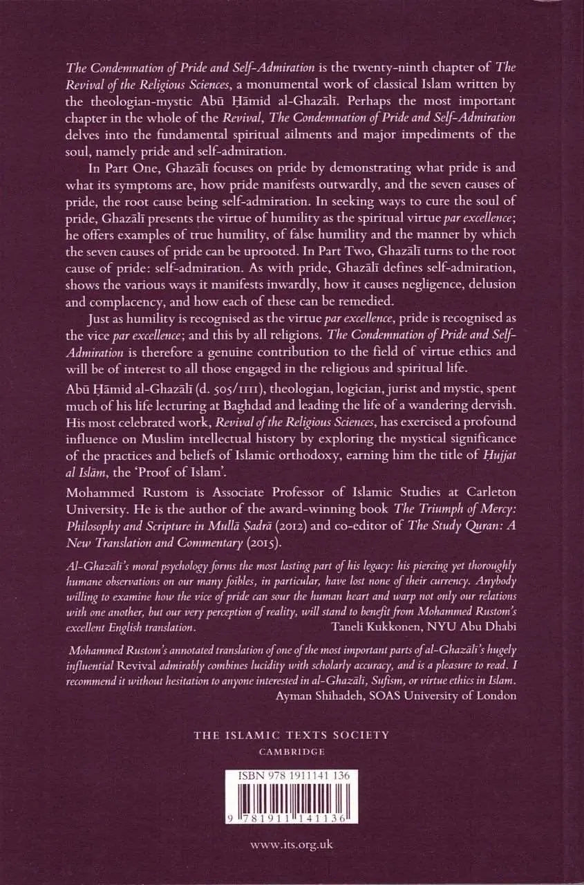 Al-Ghazali on the Condemnation of Pride and Self-Admiration