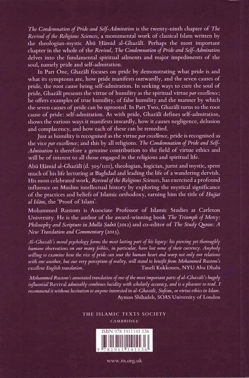 Al-Ghazali on the Condemnation of Pride and Self-Admiration by al-Ghazali book cover