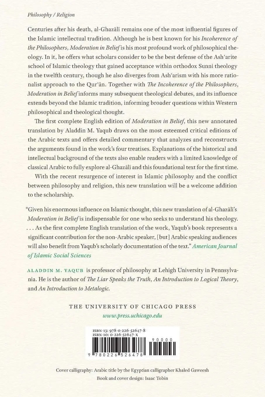 Al-Ghazali’s Moderation in Belief (Al-Iqtisad Fi Al-I'tiqad)