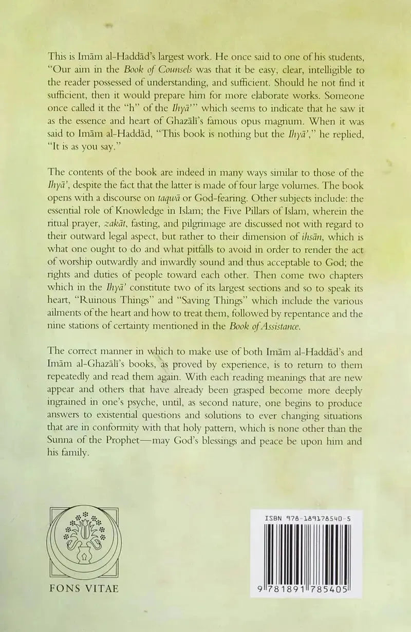 Counsels of Religion by Abdallah ibn Alawi al-Haddad book cover