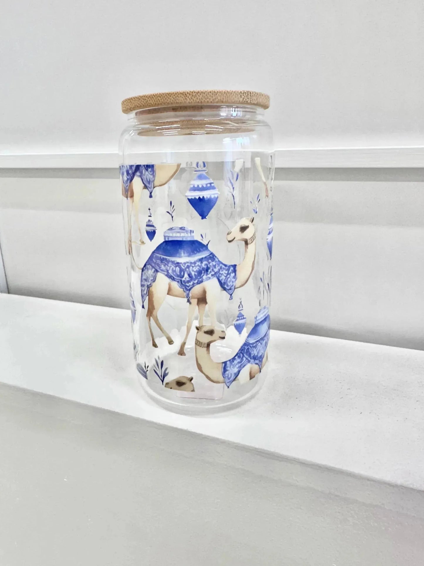 16oz blue camel coffee glass