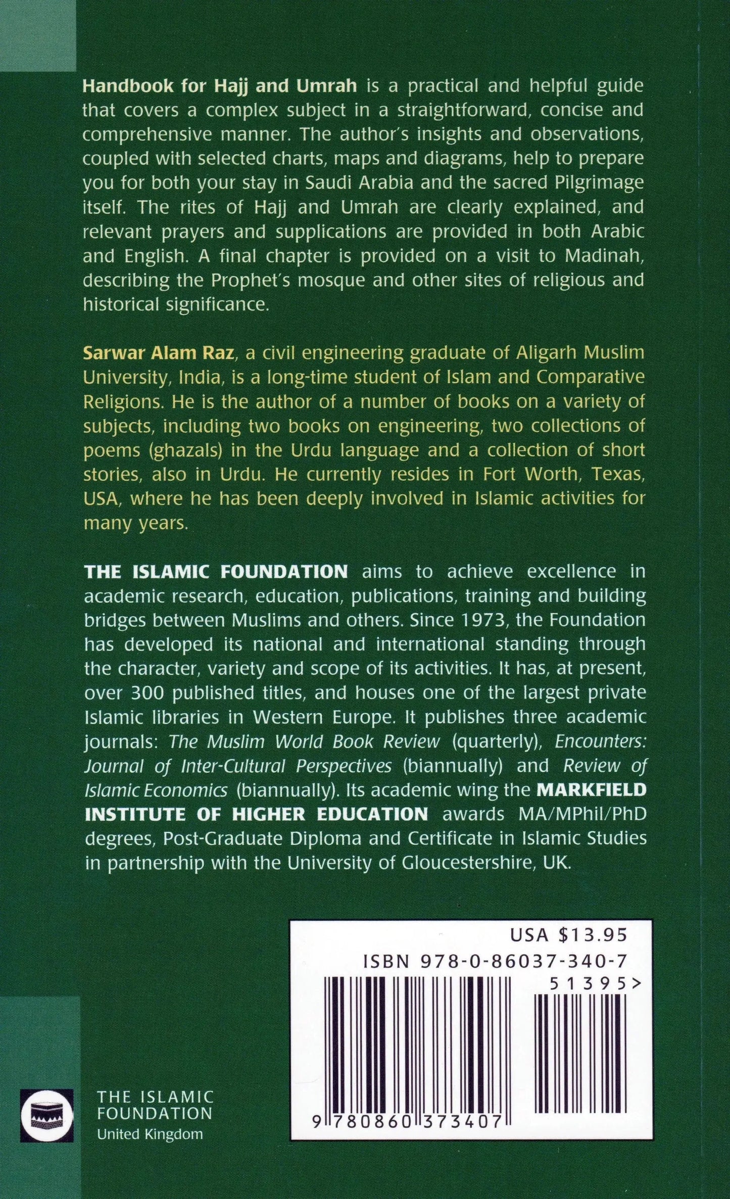 Handbook for Hajj and Umrah by Sarwar Alam Raz book cover