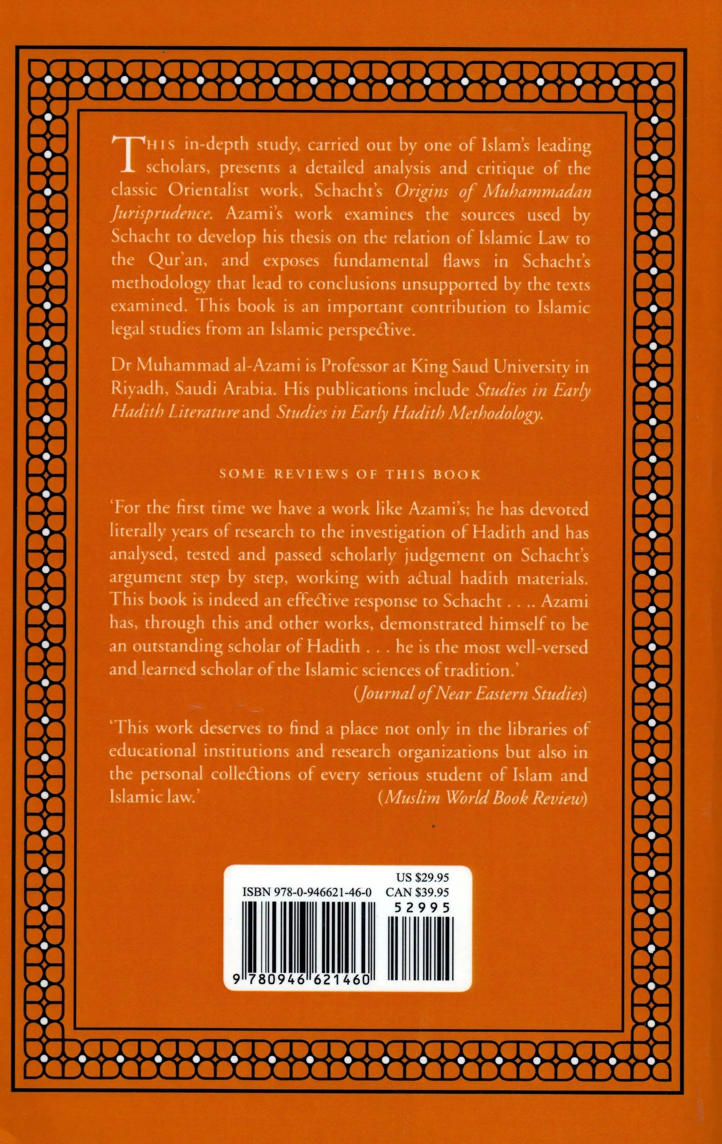 On Schacht's Origins of Muhammadan Jurisprudence