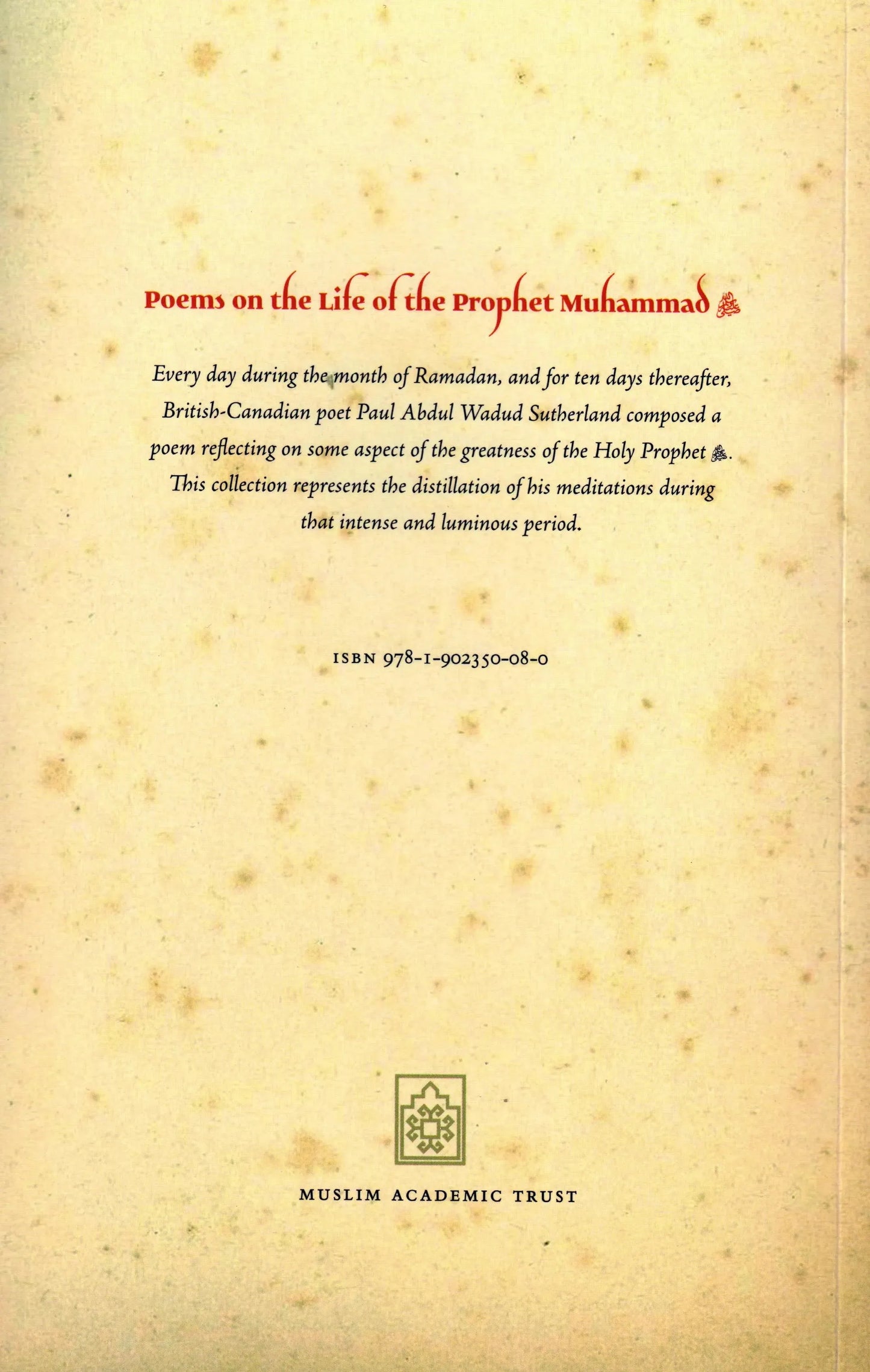 Poems on the Life of the Prophet Muhammad by Paul Abdul Wadud Sutherland book cover