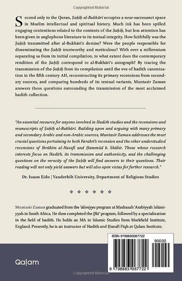 The Textual Integrity of Sahih al-Bukhari: A Study on the Primary Recensions, Textual Variants, and Transmission of the Sahih