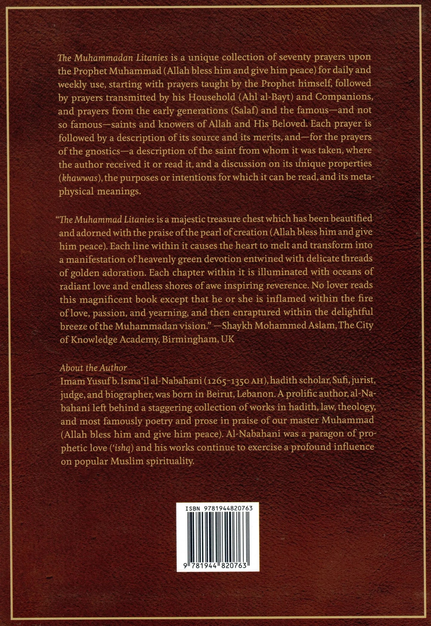 The Muhammadan Litanies: Prayers upon the Prophet Muhammad for invocation and Reflection by Yusuf al-Nabhani book cover