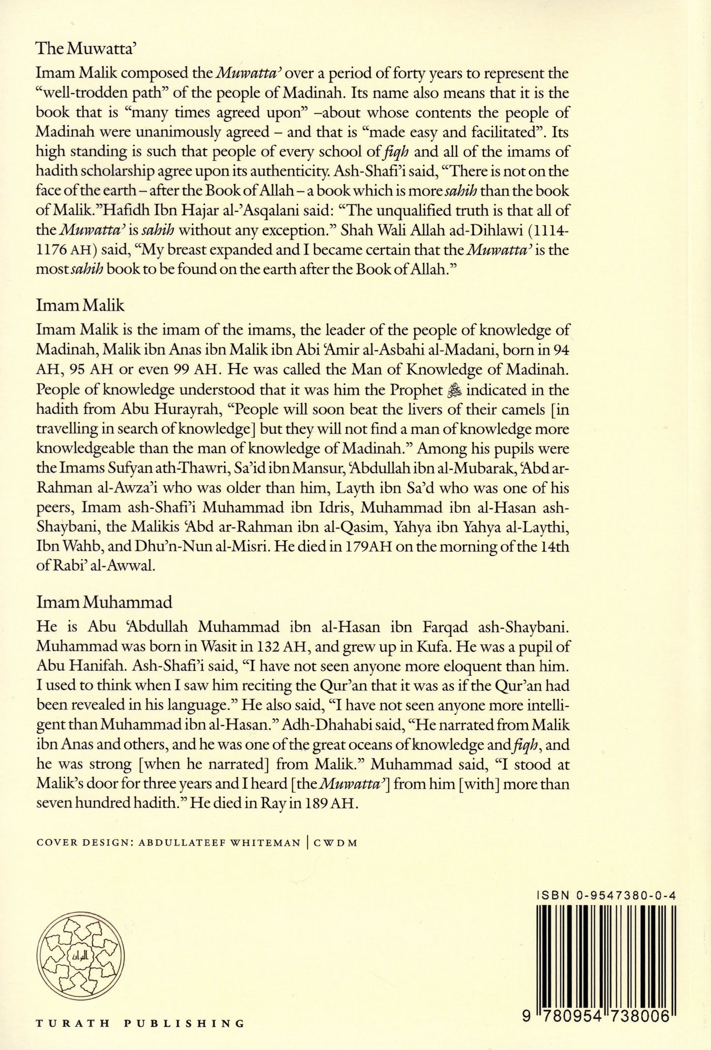 The Muwatta of Imam Muhammad alShaybani Turath Publishing