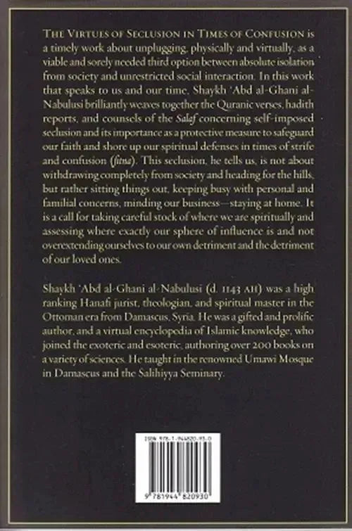 The Virtues of Seclusion in Times of Confusion by Abd al-Ghani al-Nabulsi book cover
