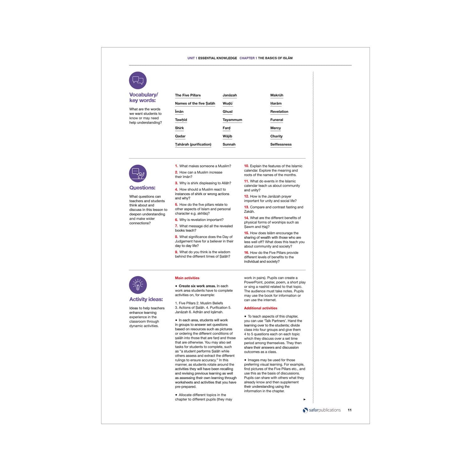 Safar Teacher's Guide for Islamic Studies: Level 7