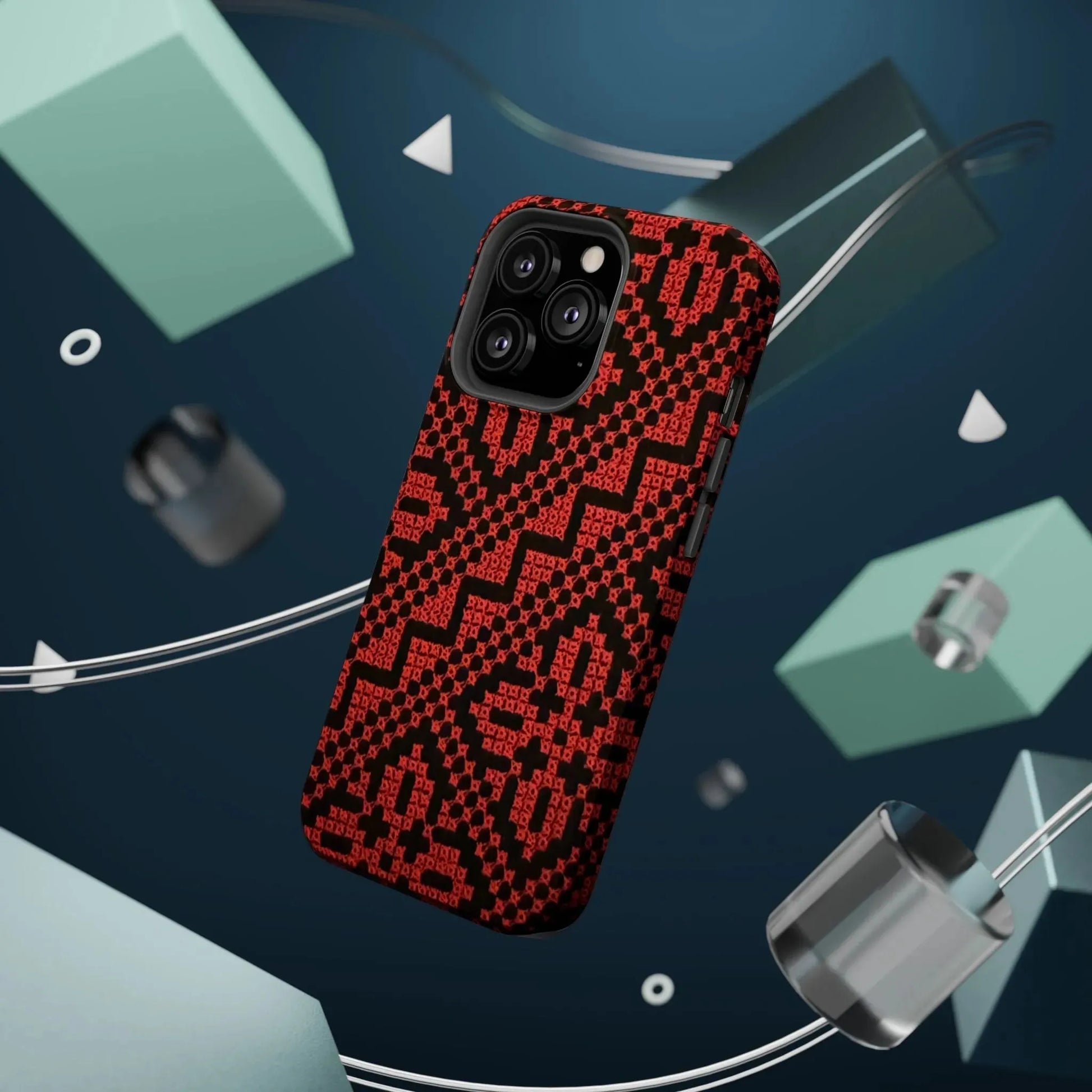 Red and Black Tatreez Design - Iphone Magnetic Tough Case book cover