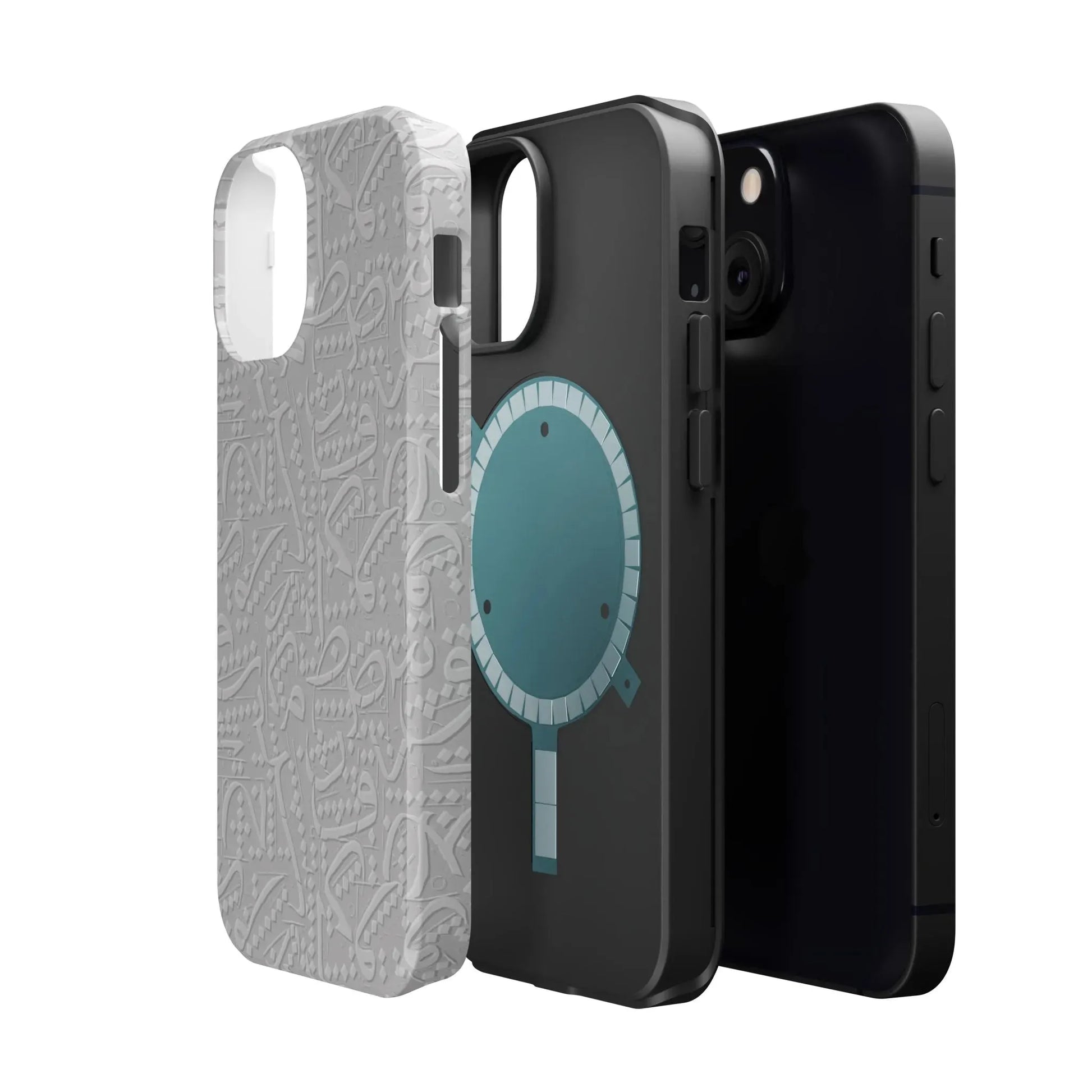 White Arabic calligraphy letters - Iphone Magnetic Tough Case book cover