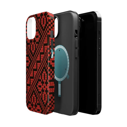 Red and Black Tatreez Design - Iphone Magnetic Tough Case book cover