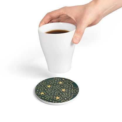 Masjid Al-Haram Pattern Ceramic Coaster, Stylish Drinkware, Home Decor, Gift for Housewarming, Coffee Table Accessory book cover
