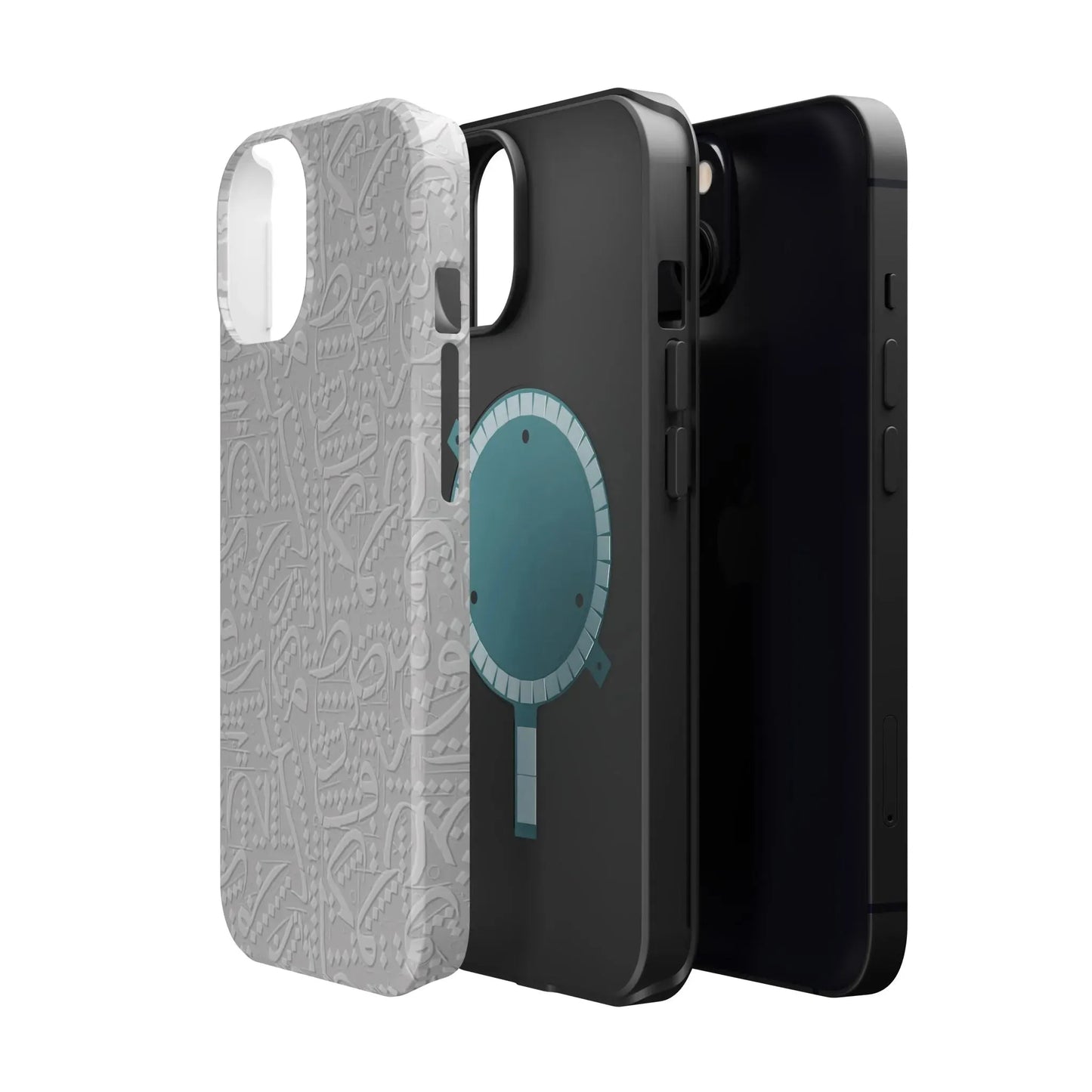 White Arabic calligraphy letters - Iphone Magnetic Tough Case book cover