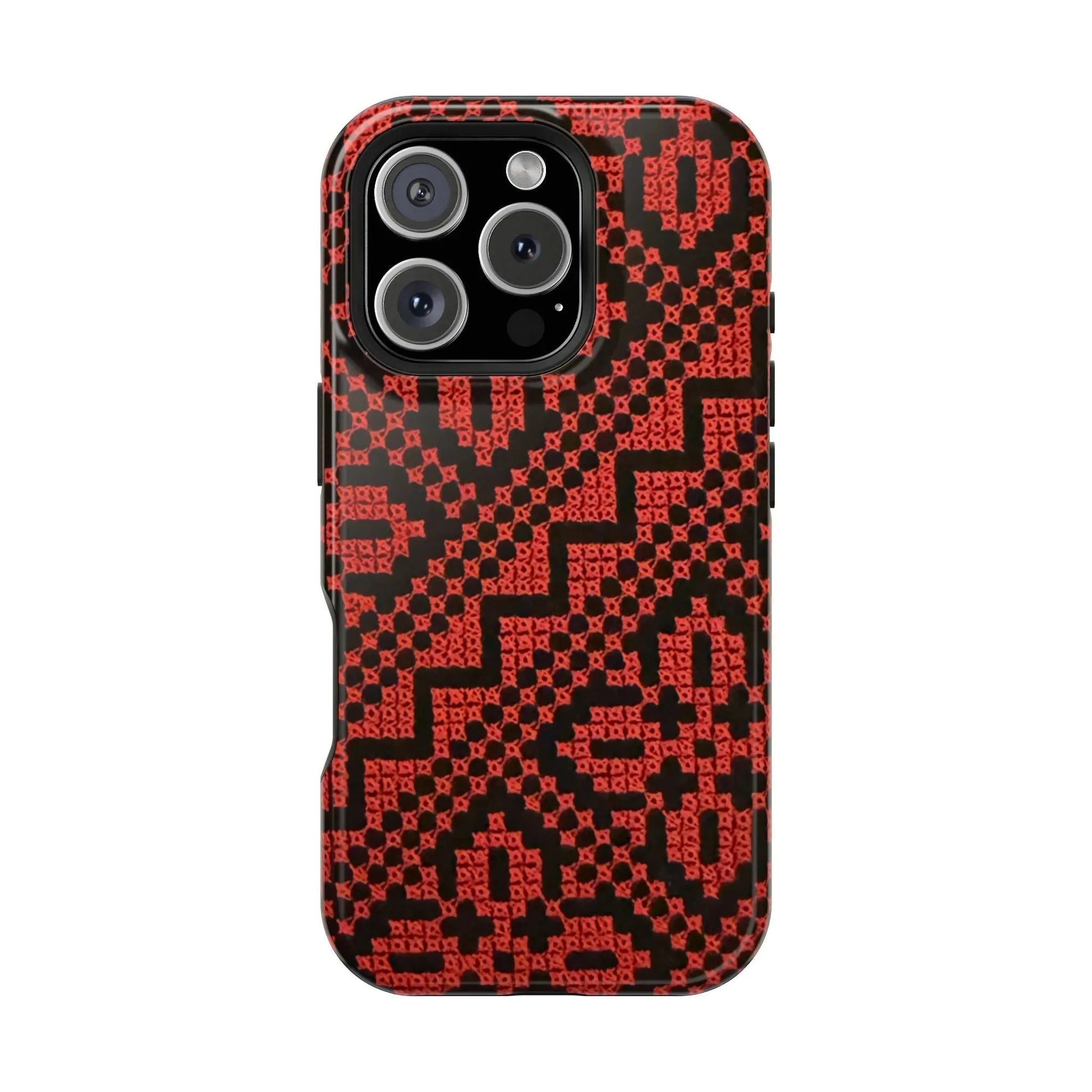Red and Black Tatreez Design - Iphone Magnetic Tough Case book cover