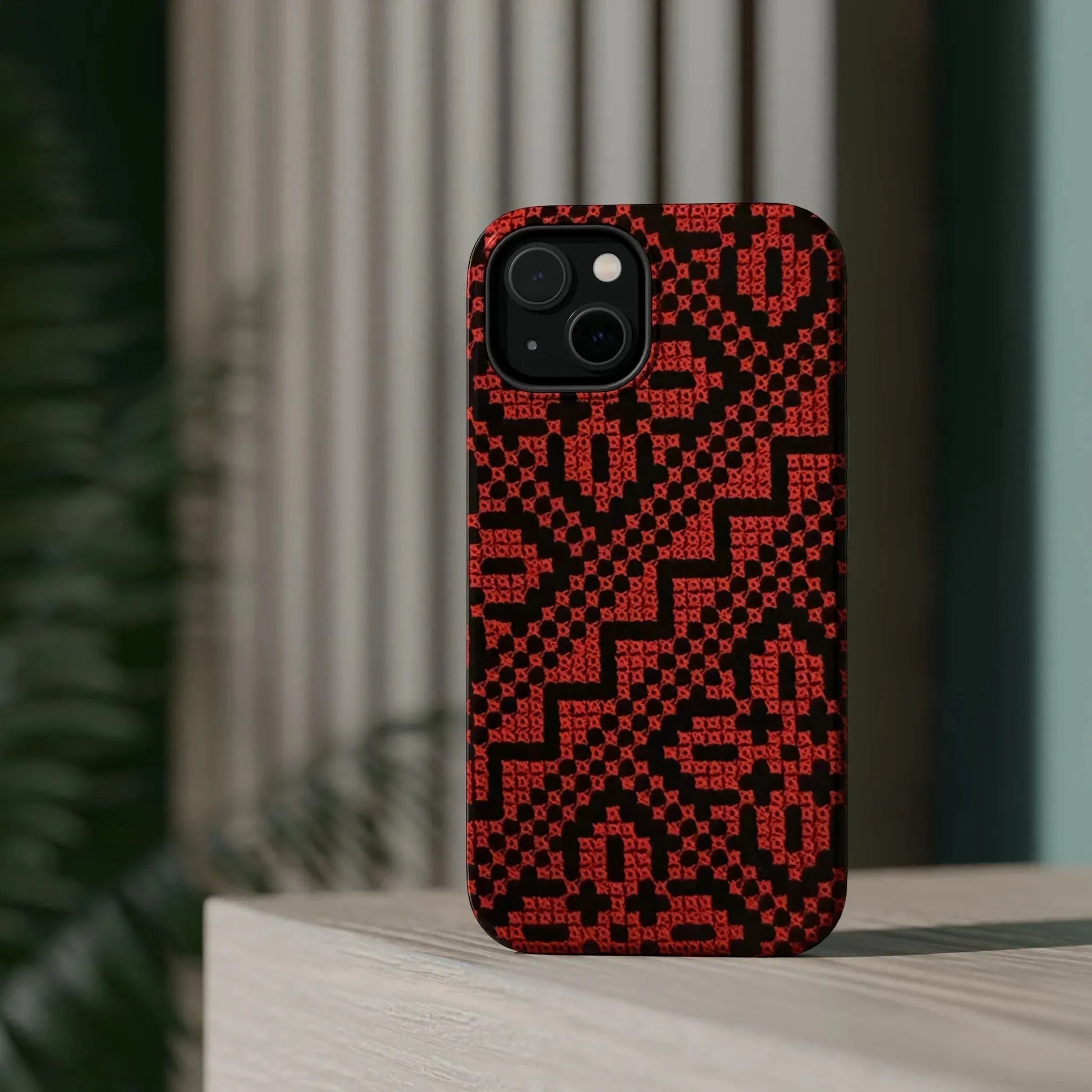 Red and Black Tatreez Design - Iphone Magnetic Tough Case book cover
