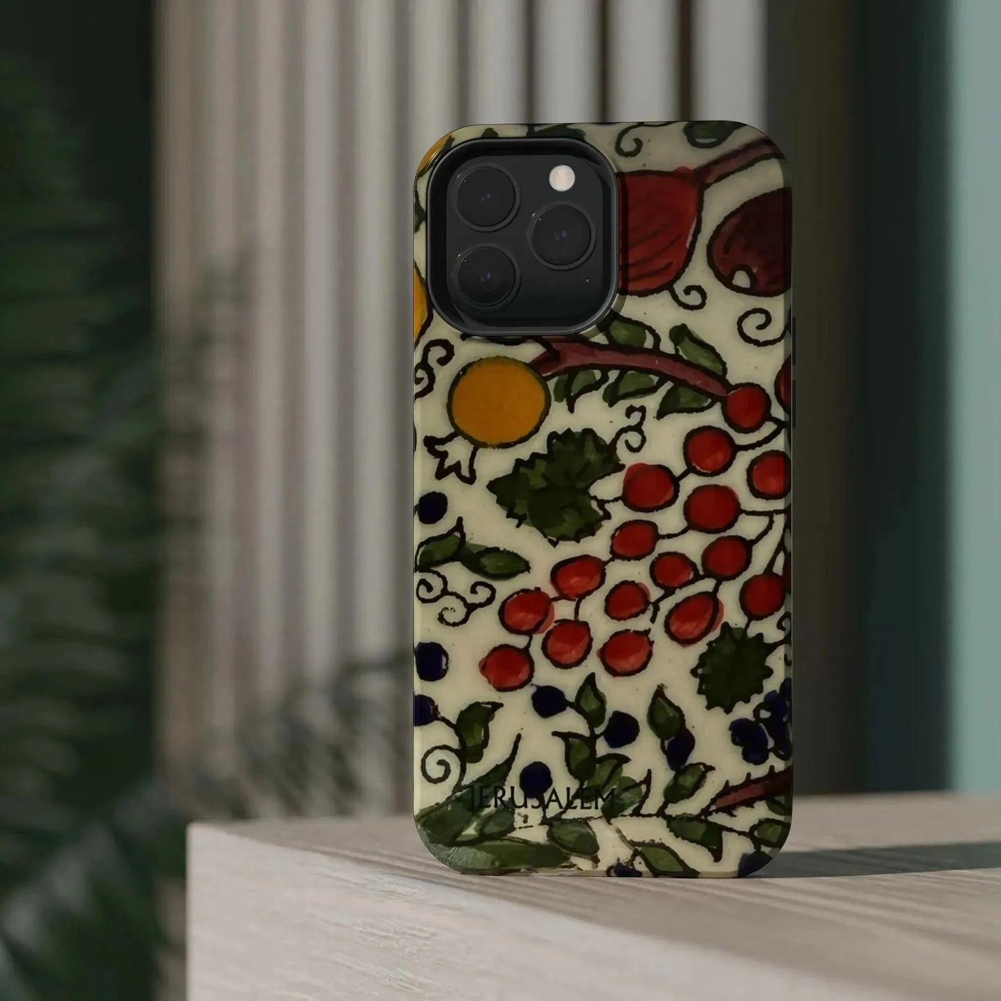 Jerusalem City Fruits Design Iphone Magnetic Tough Case book cover