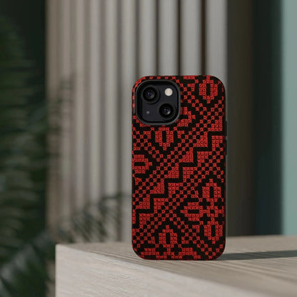 Red and Black Tatreez Design - Iphone Magnetic Tough Case book cover