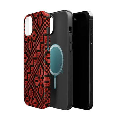 Red and Black Tatreez Design - Iphone Magnetic Tough Case book cover