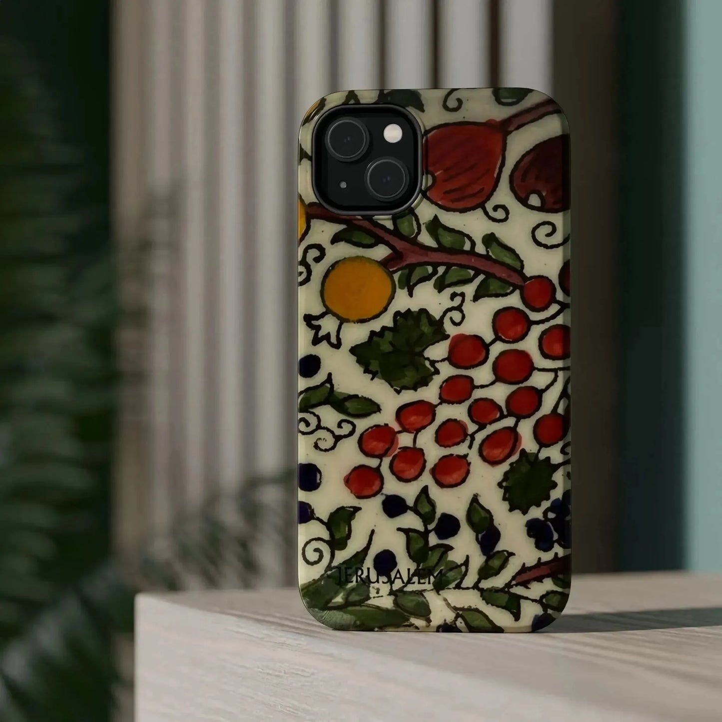 Jerusalem City Fruits Design Iphone Magnetic Tough Case book cover