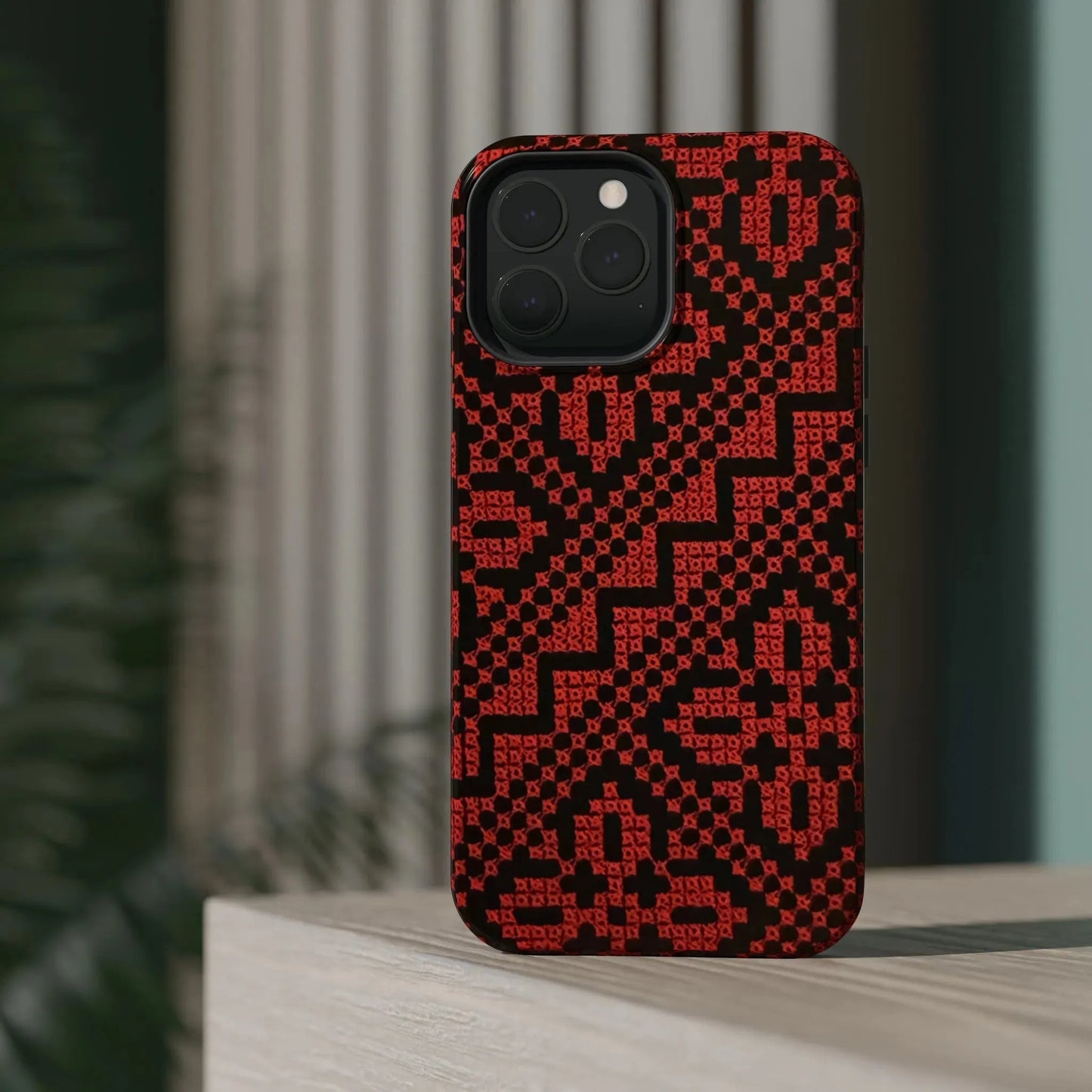Red and Black Tatreez Design - Iphone Magnetic Tough Case book cover