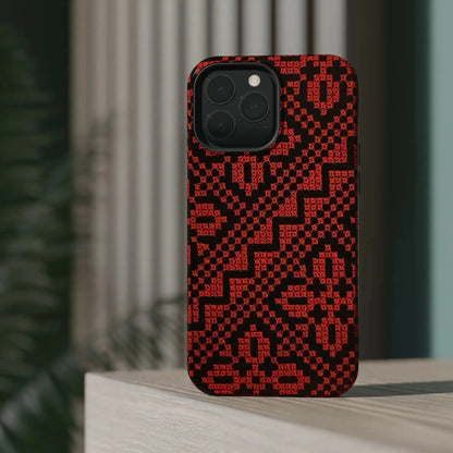 Red and Black Tatreez Design - Iphone Magnetic Tough Case book cover