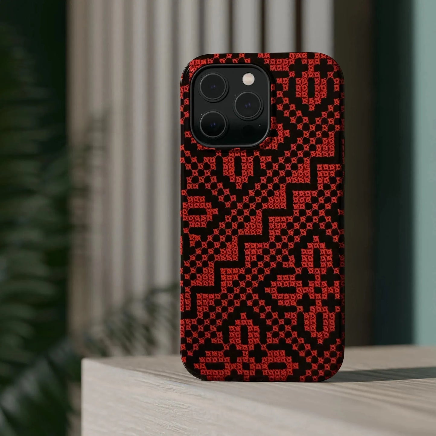 Red and Black Tatreez Design - Iphone Magnetic Tough Case book cover