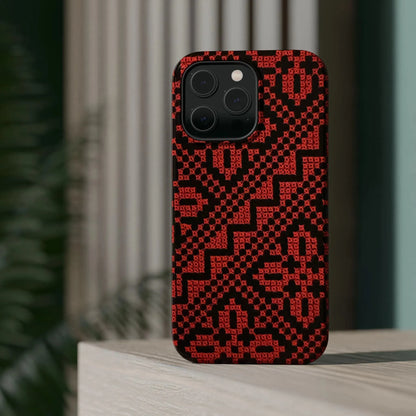 Red and Black Tatreez Design - Iphone Magnetic Tough Case book cover