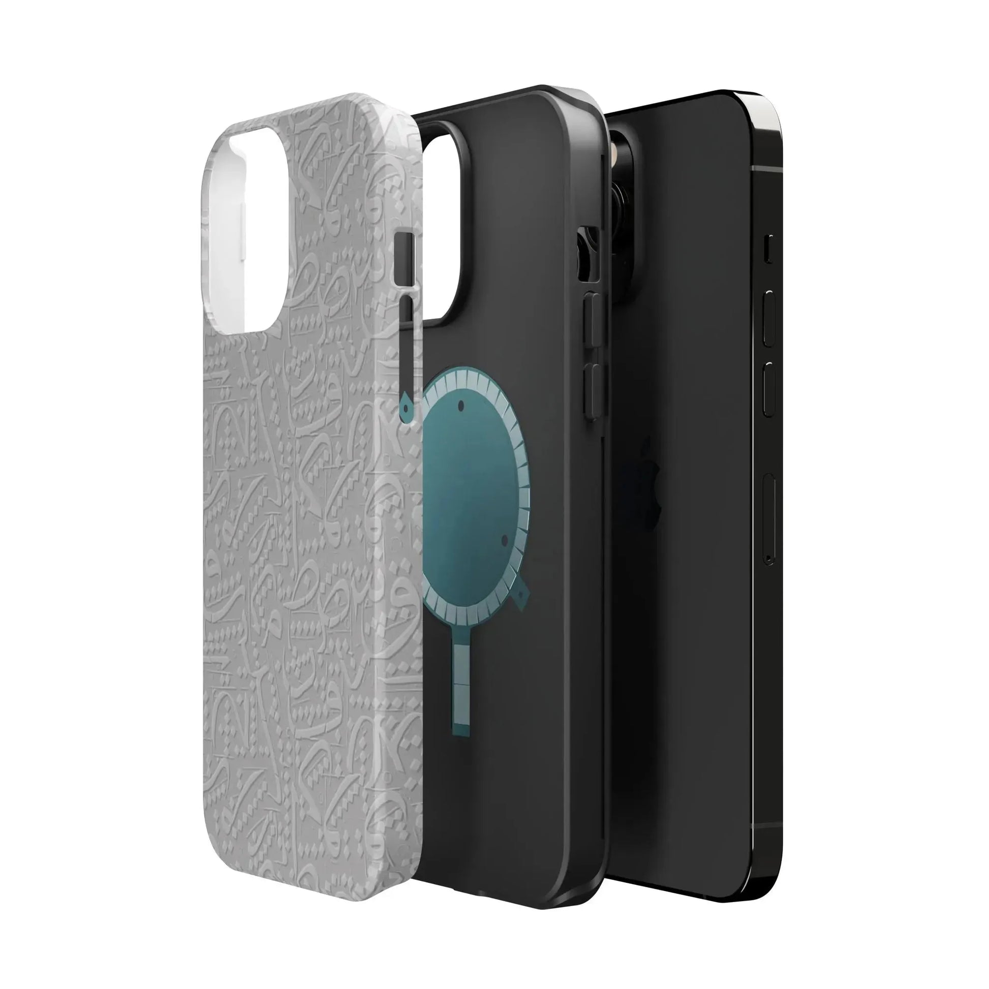 White Arabic calligraphy letters - Iphone Magnetic Tough Case book cover