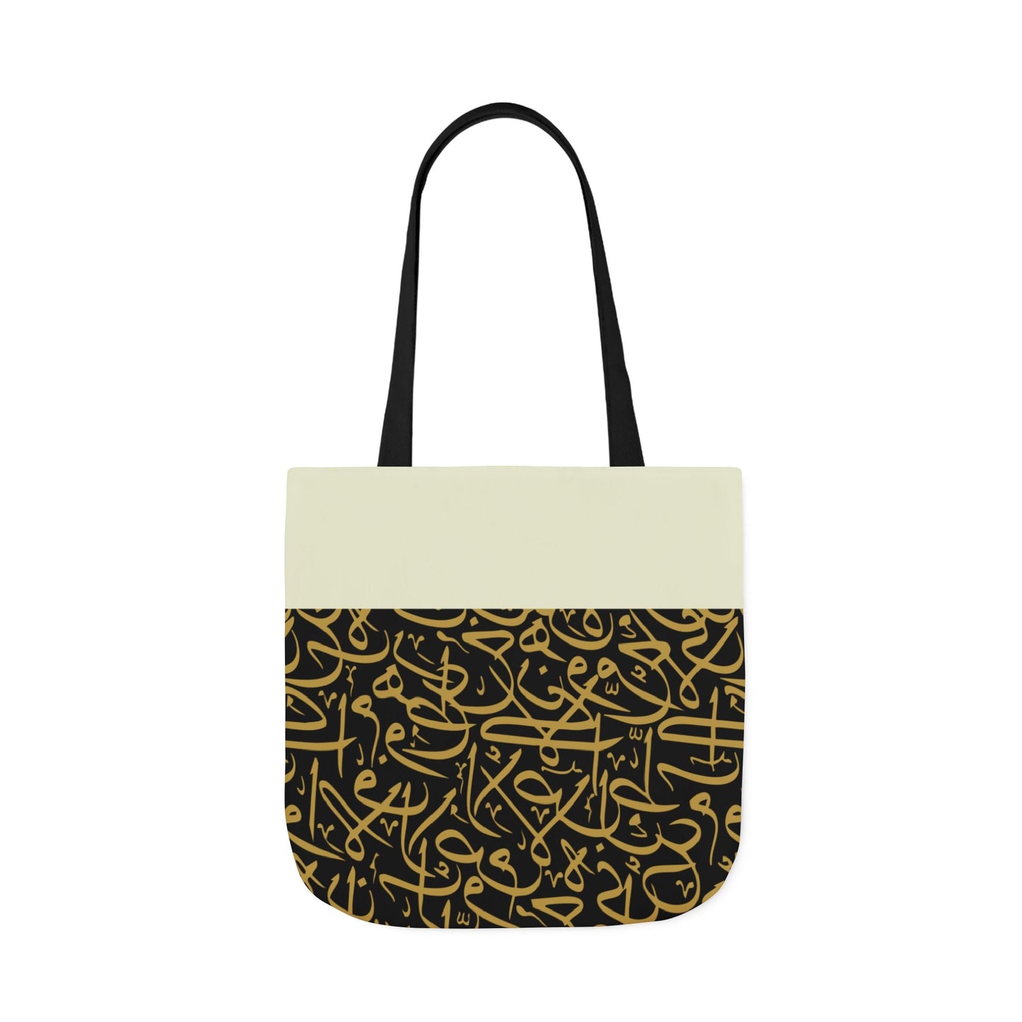 Black and Gold Arabic Letters  Tote Bag, 2-Color Straps