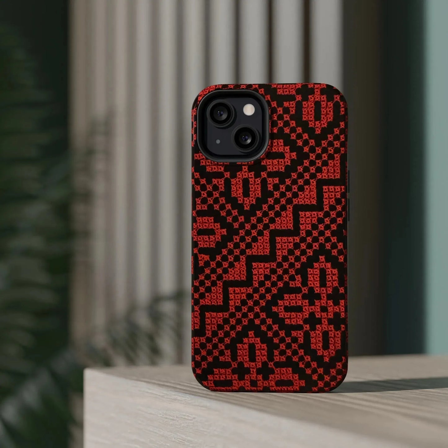 Red and Black Tatreez Design - Iphone Magnetic Tough Case book cover