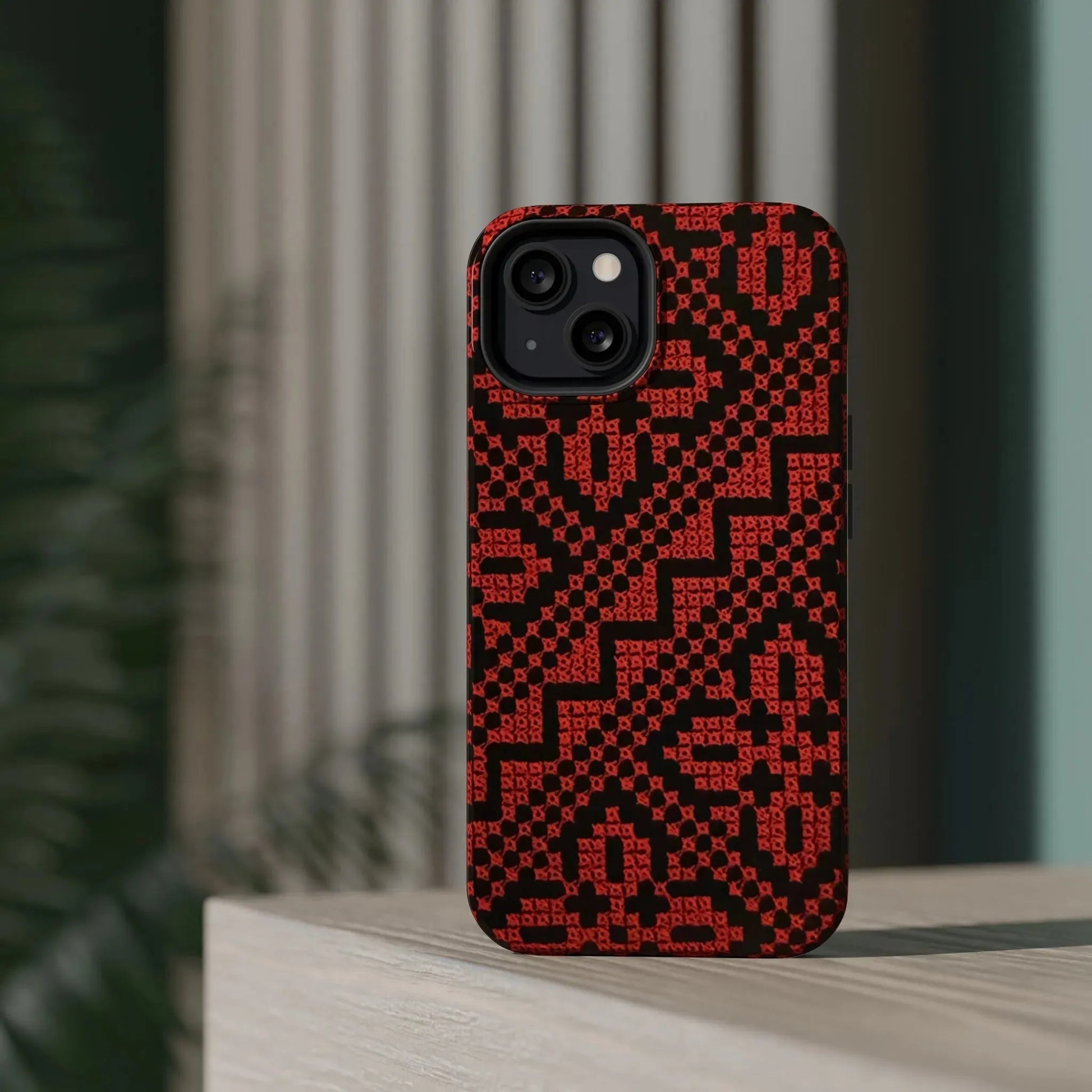 Red and Black Tatreez Design - Iphone Magnetic Tough Case book cover