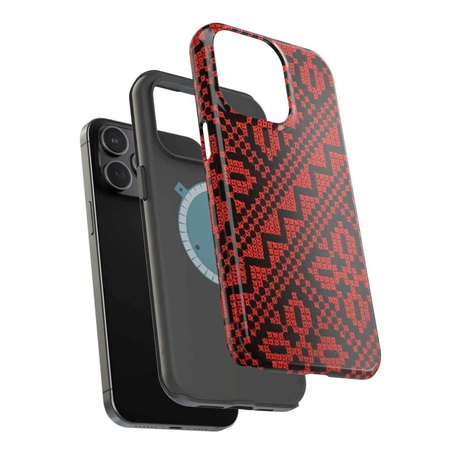 Red and Black Tatreez Design - Iphone Magnetic Tough Case book cover