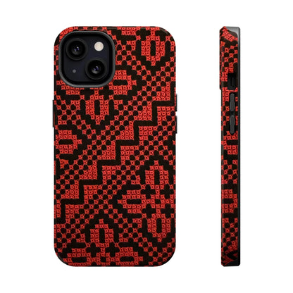 Red and Black Tatreez Design - Iphone Magnetic Tough Case book cover