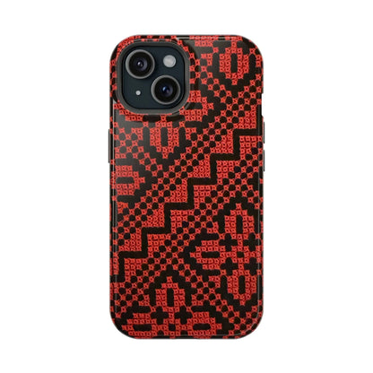 Red and Black Tatreez Design - Iphone Magnetic Tough Case book cover