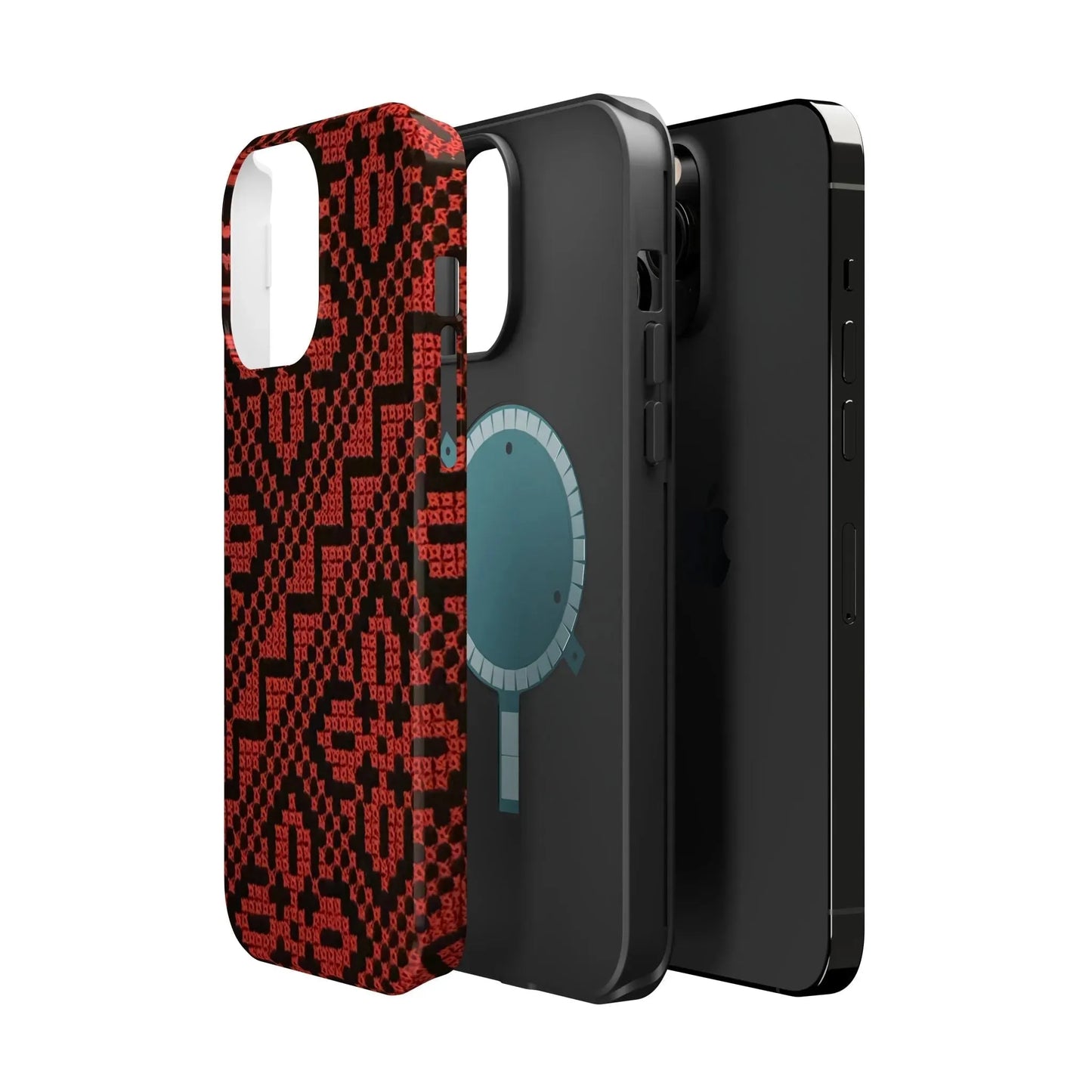 Red and Black Tatreez Design - Iphone Magnetic Tough Case book cover