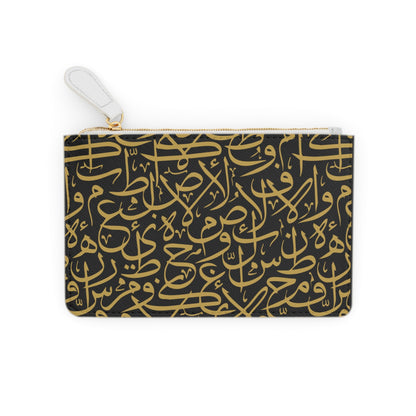 Black and Gold Arabic Letters Mini Clutch Bag