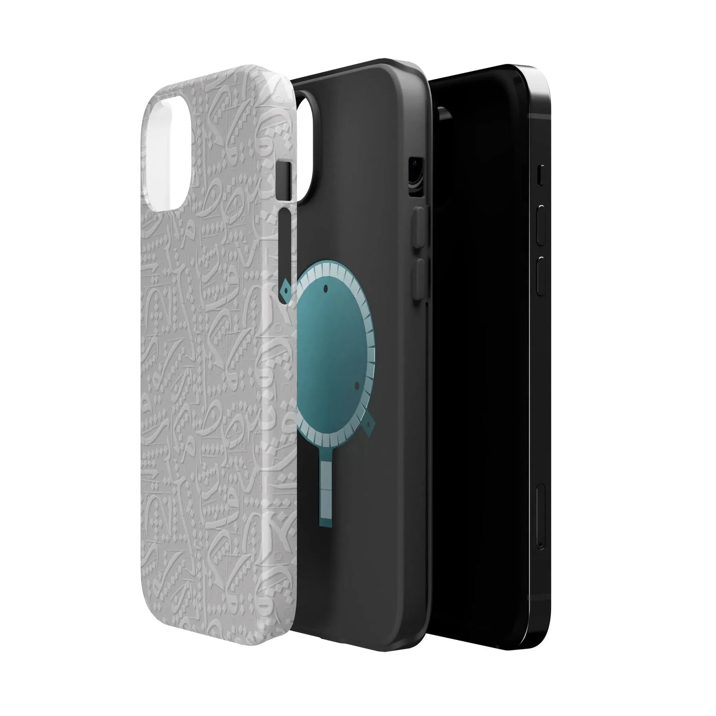 White Arabic calligraphy letters - Iphone Magnetic Tough Case book cover