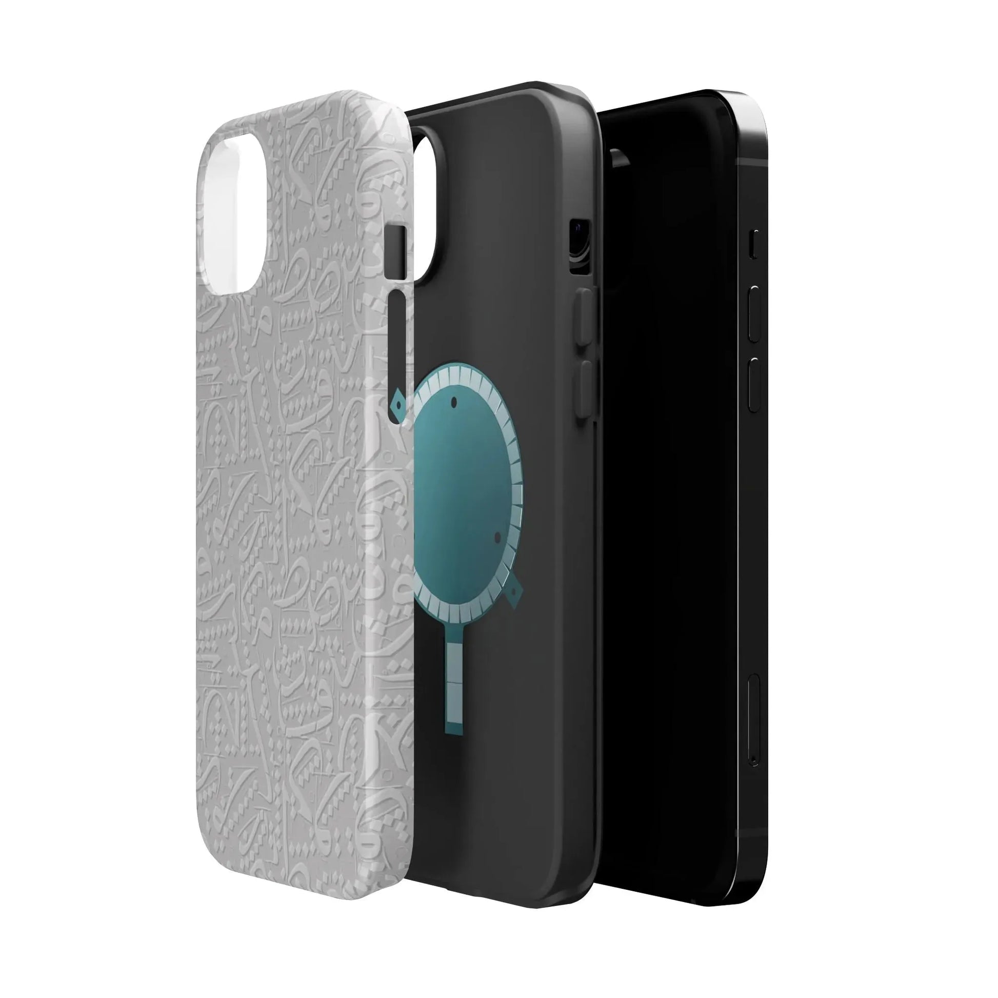 White Arabic calligraphy letters - Iphone Magnetic Tough Case book cover