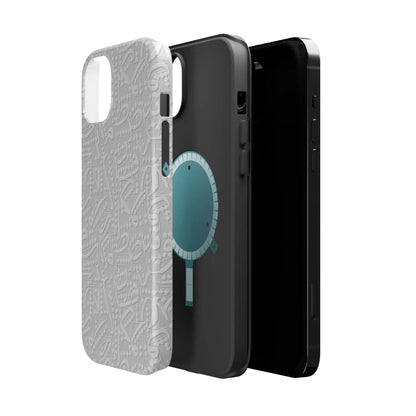White Arabic calligraphy letters - Iphone Magnetic Tough Case book cover