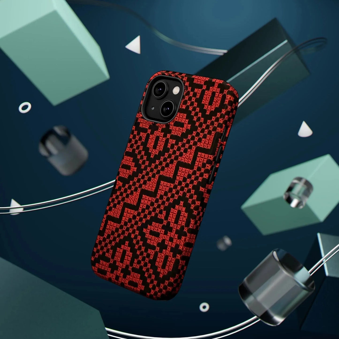 Red and Black Tatreez Design - Iphone Magnetic Tough Case book cover