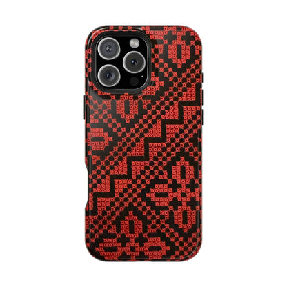 Red and Black Tatreez Design - Iphone Magnetic Tough Case book cover