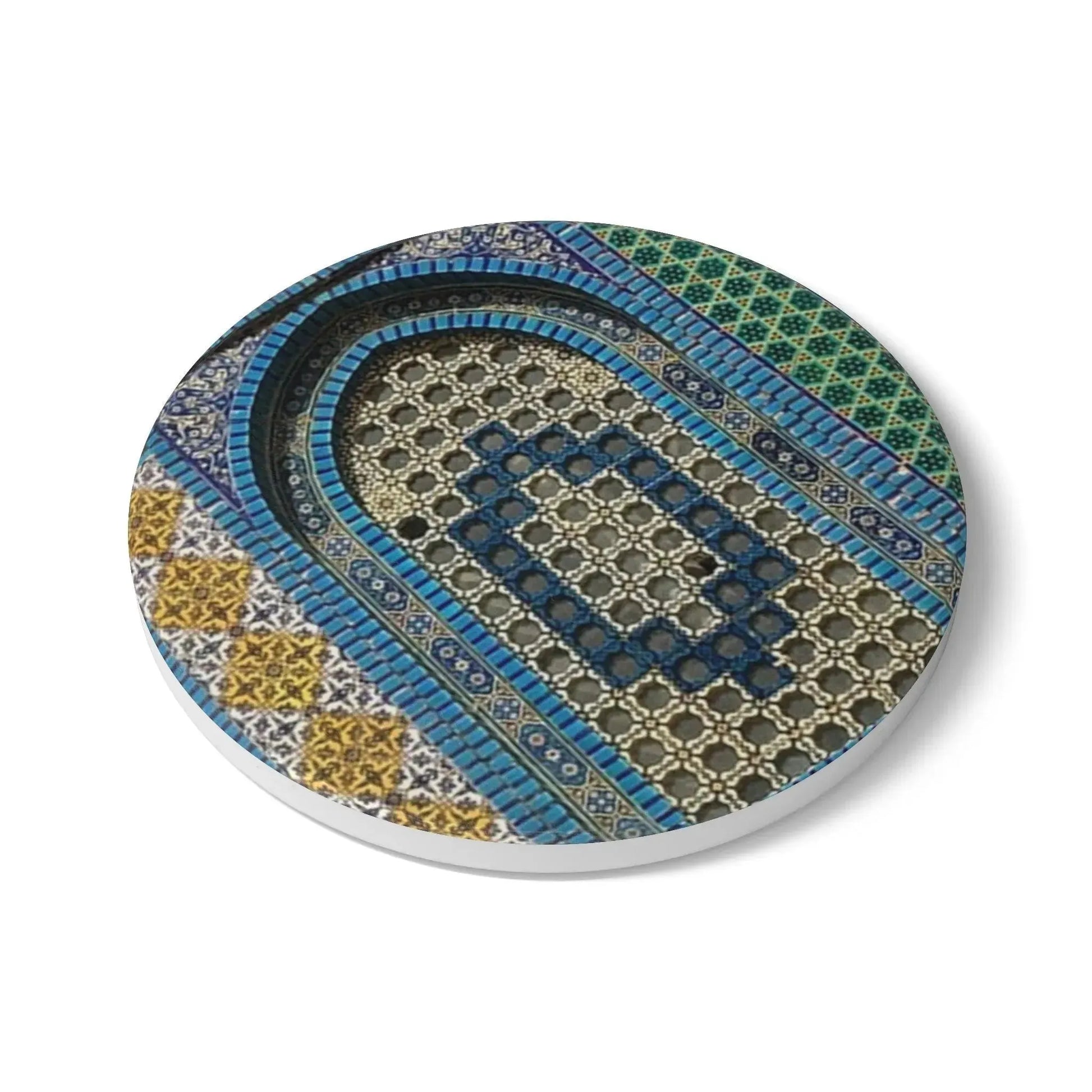 Masjid Al-Aqsa Pattern Ceramic Coaster, Stylish Drinkware, Home Decor, Gift for Housewarming, Coffee Table Accessory book cover