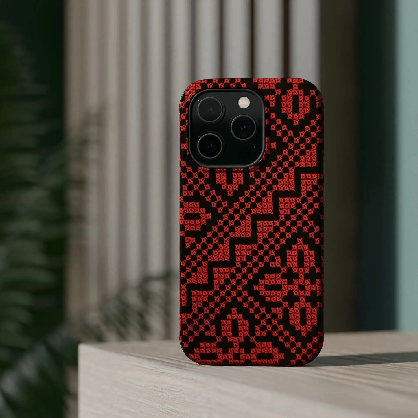Red and Black Tatreez Design - Iphone Magnetic Tough Case book cover