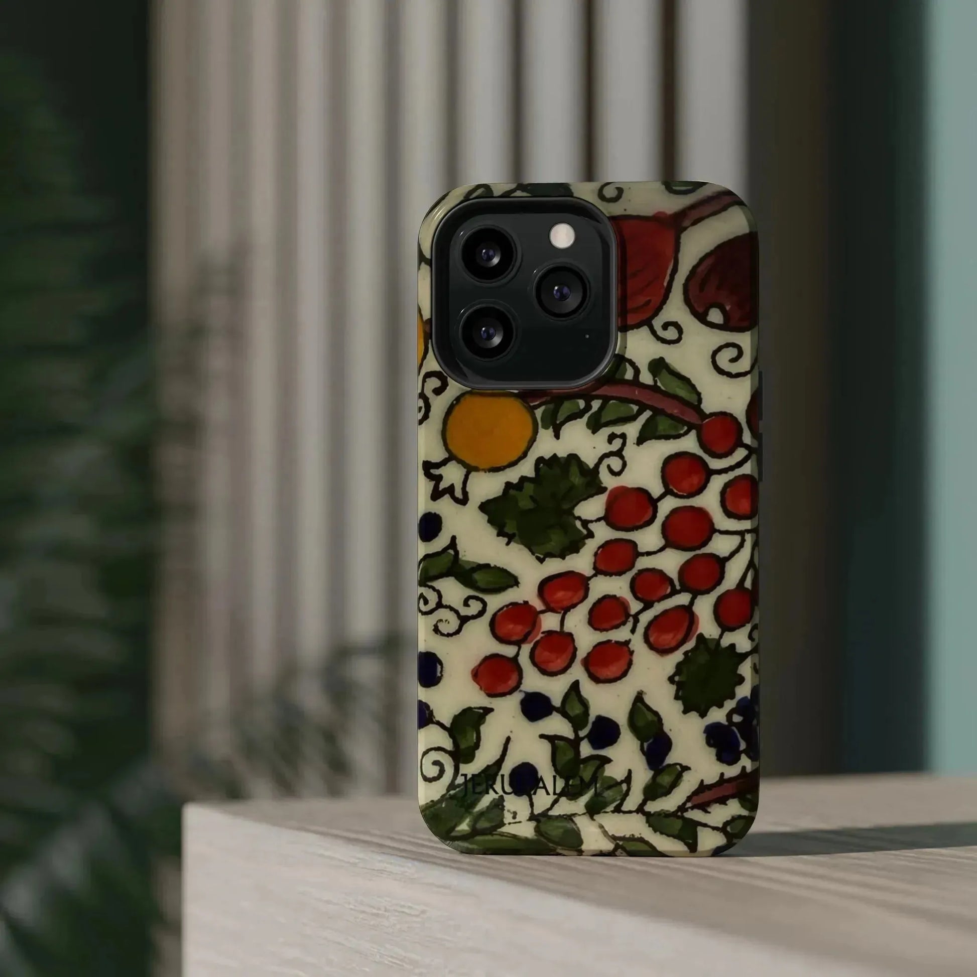 Jerusalem City Fruits Design Iphone Magnetic Tough Case book cover