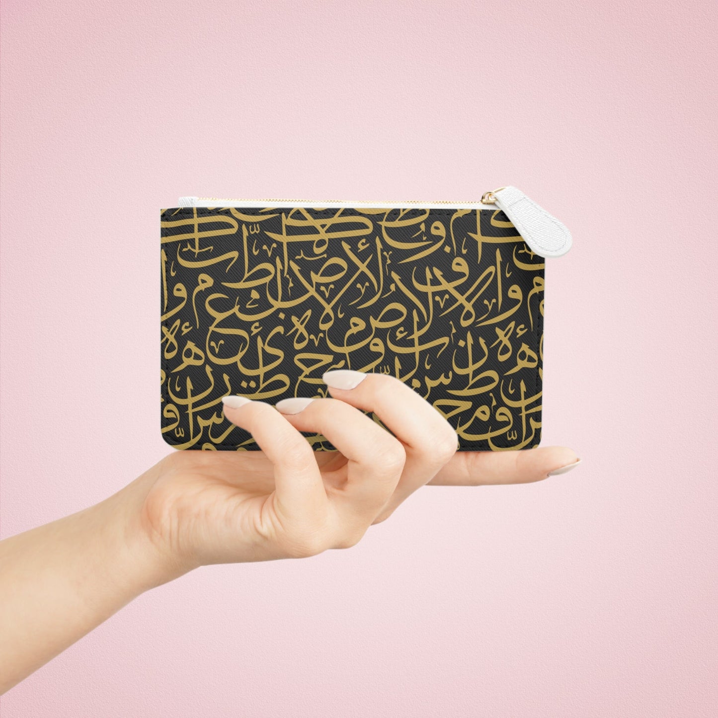 Black and Gold Arabic Letters Mini Clutch Bag