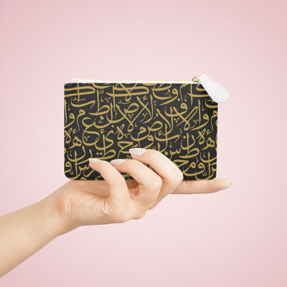 Black and Gold Arabic Letters Mini Clutch Bag