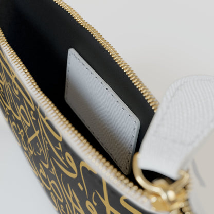 Black and Gold Arabic Letters Mini Clutch Bag